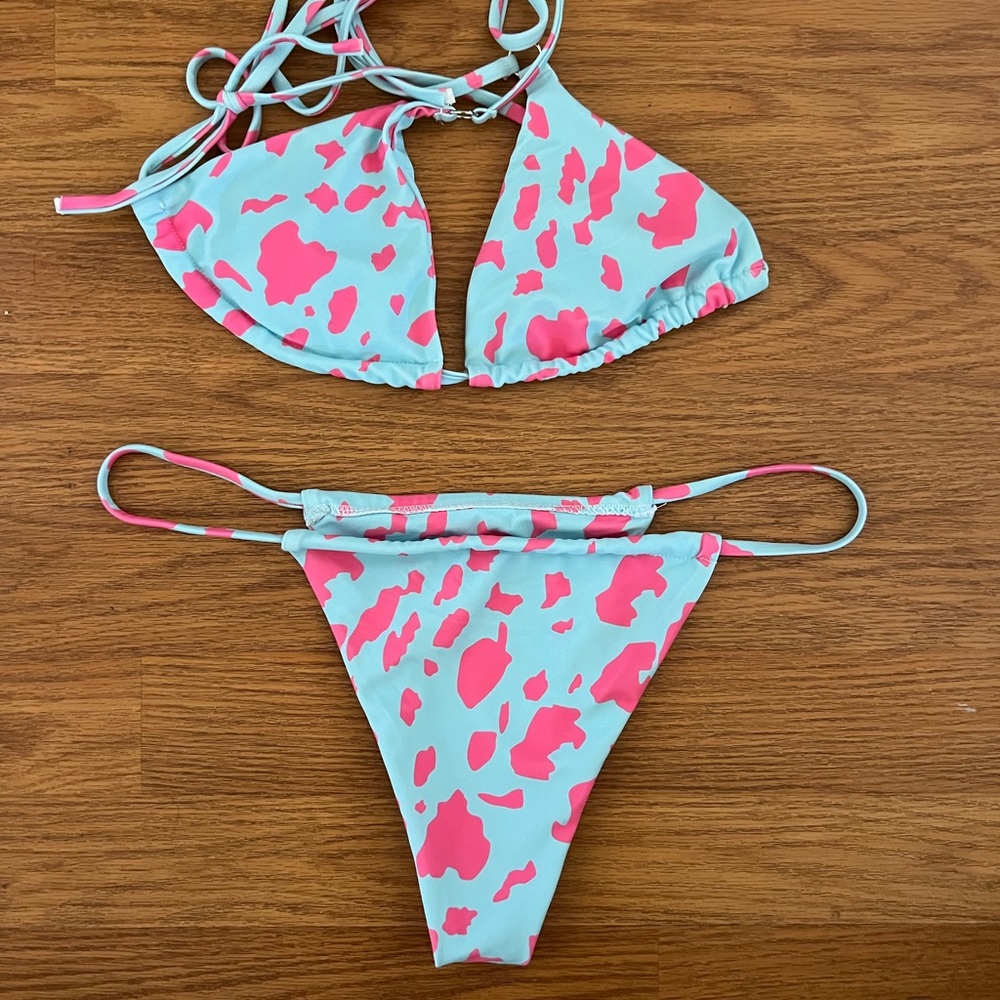 Edikted Pink and Blue Bikini Set